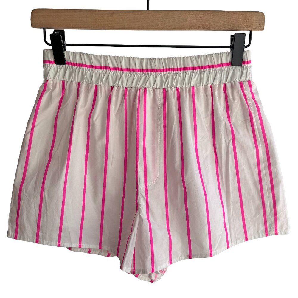 Day + Moon Pink Stripe Lined White Shorts Women's Size Small NWT